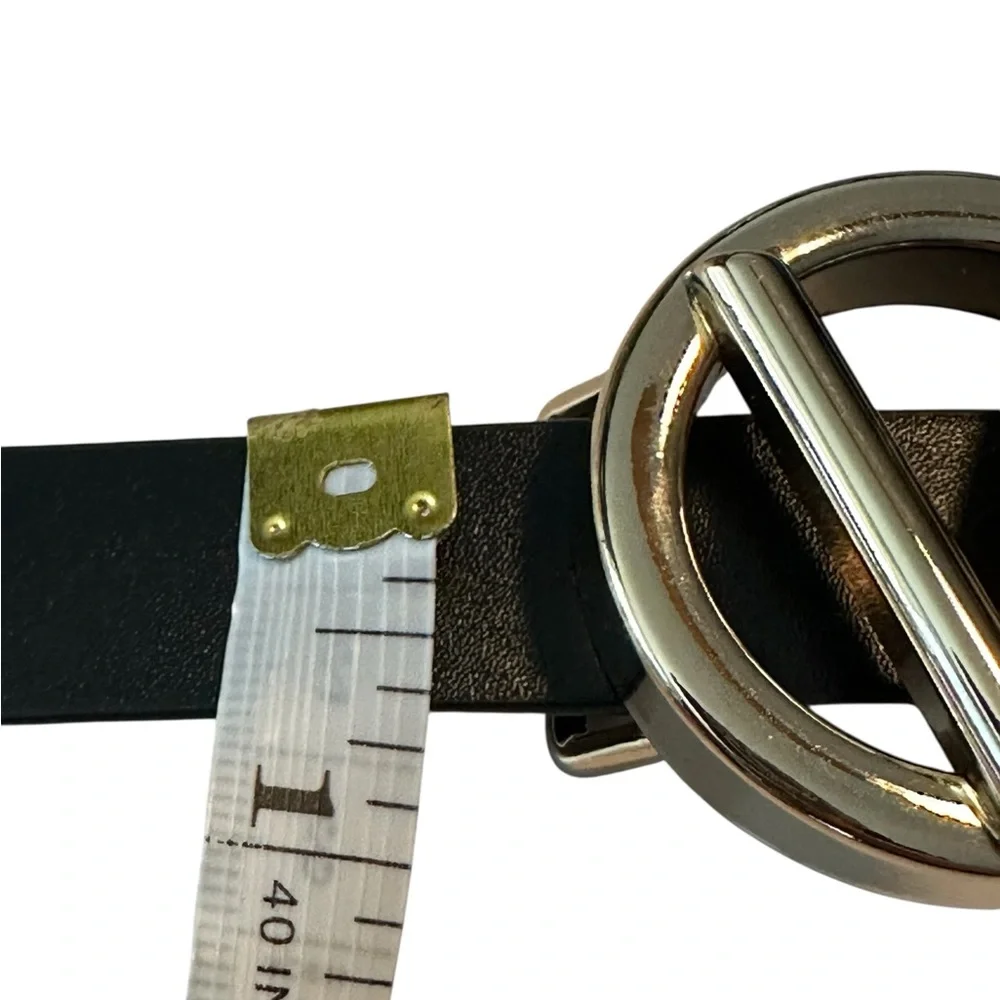 Mario Valentino Black Leather Baby Belt with Gold Tone Buckle Large